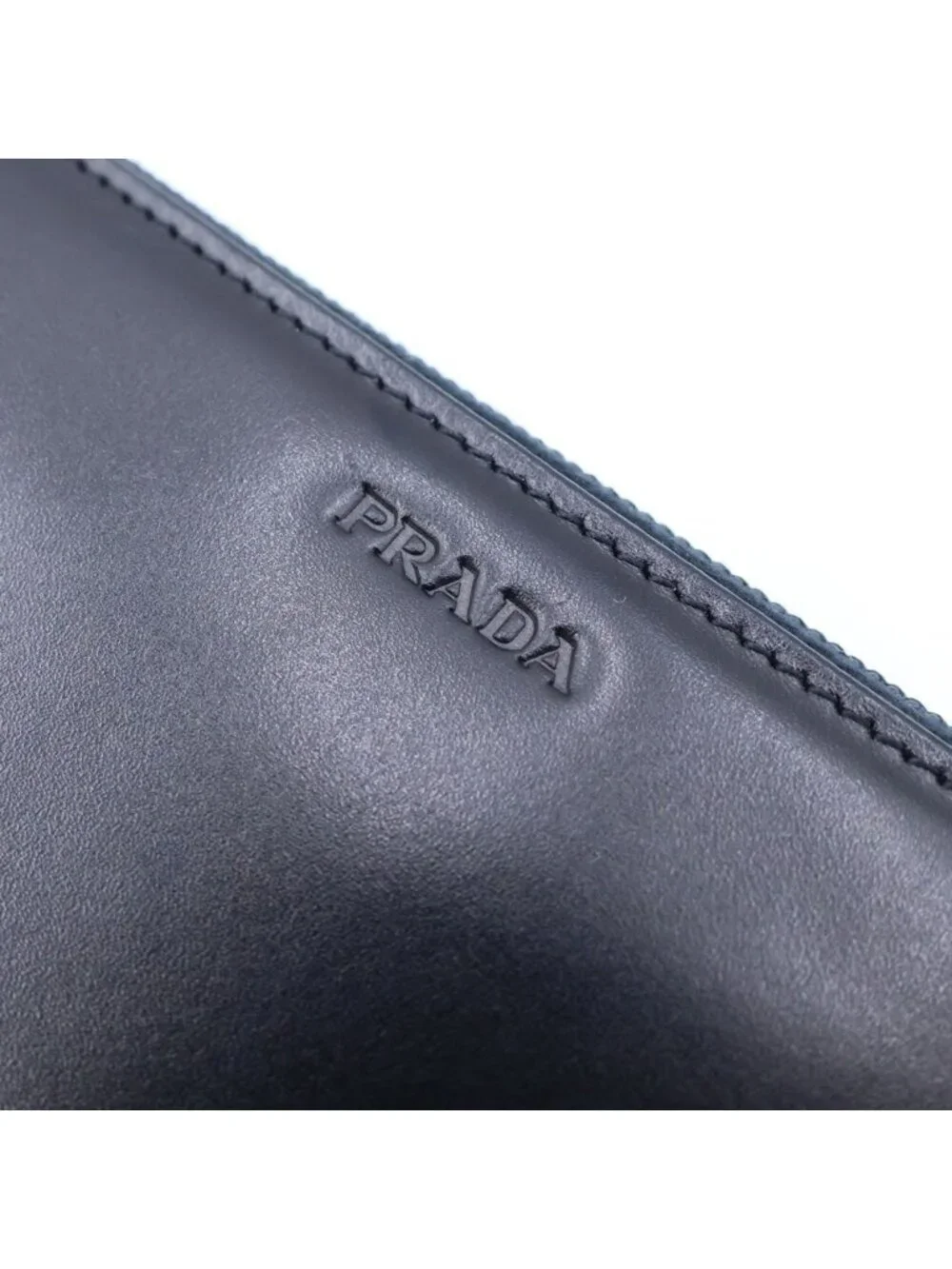 Prada Logo Zip Around Wallet Black Leather